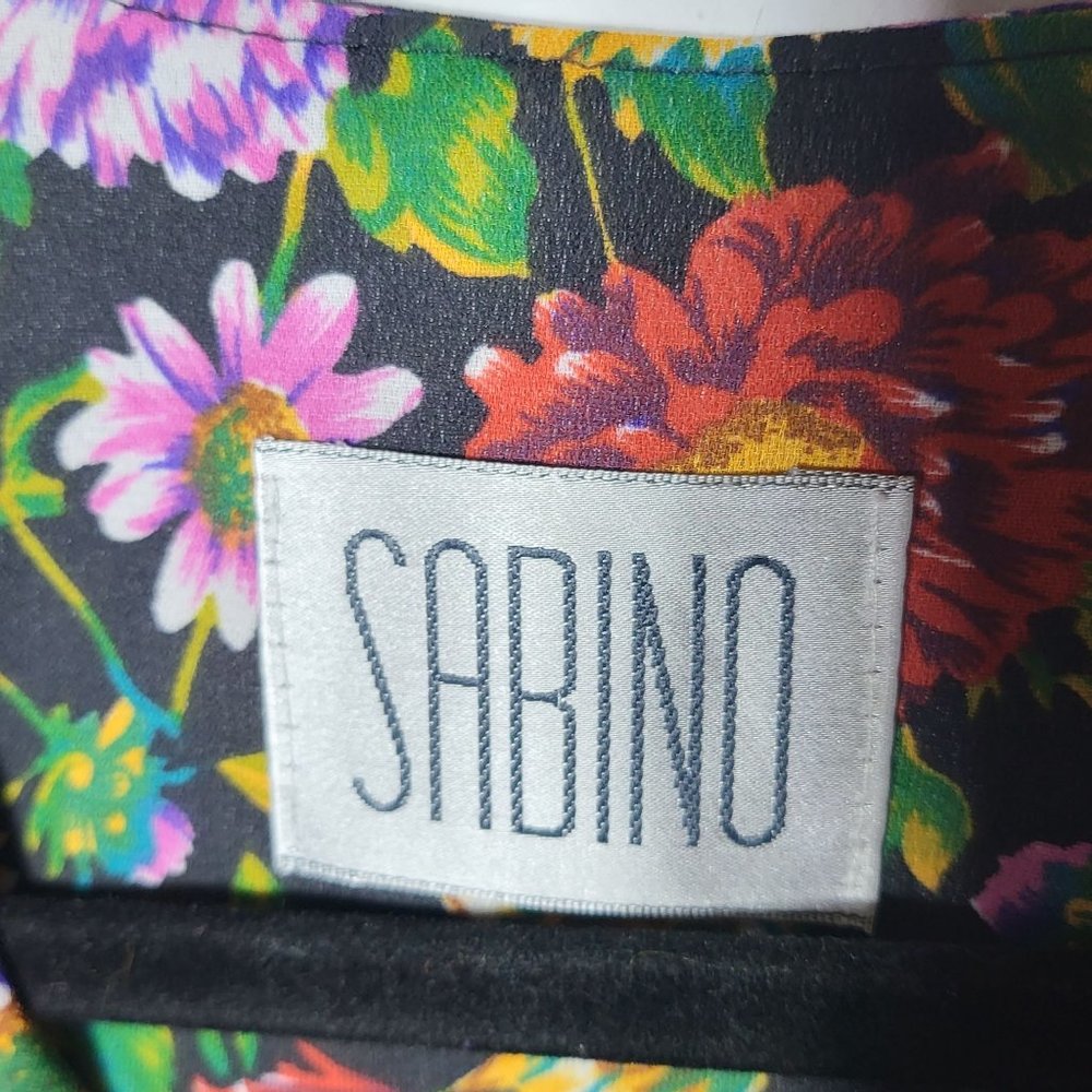 Vintage Sabino Floral Sheer Ruffle Button Up Blouse Size 10 Cottage Boho Spring - Picture 6 of 10